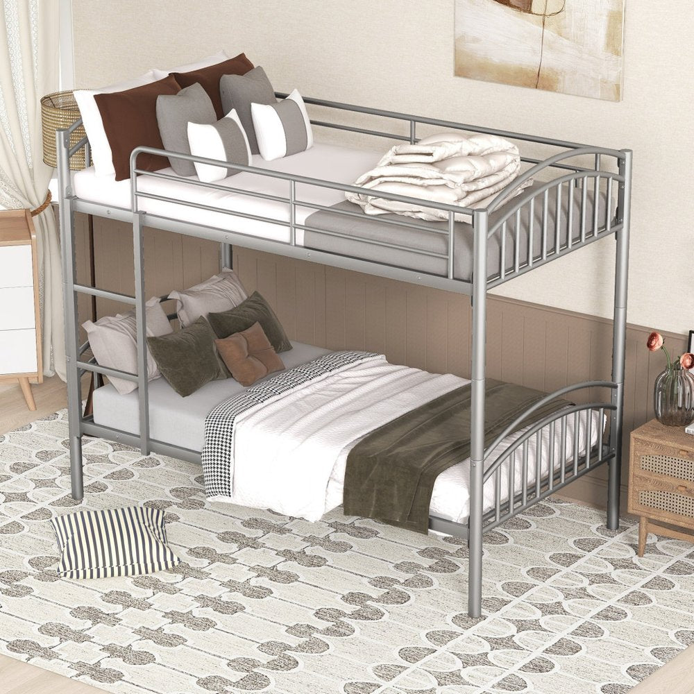 Silver Twin Over Twin Metal Bunk Bed