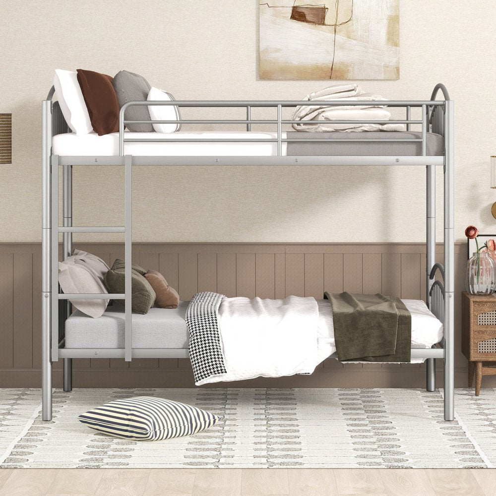 Silver Twin Over Twin Metal Bunk Bed