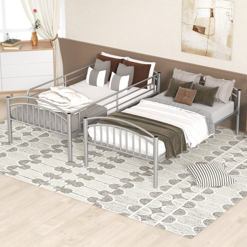 Silver Twin Over Twin Metal Bunk Bed