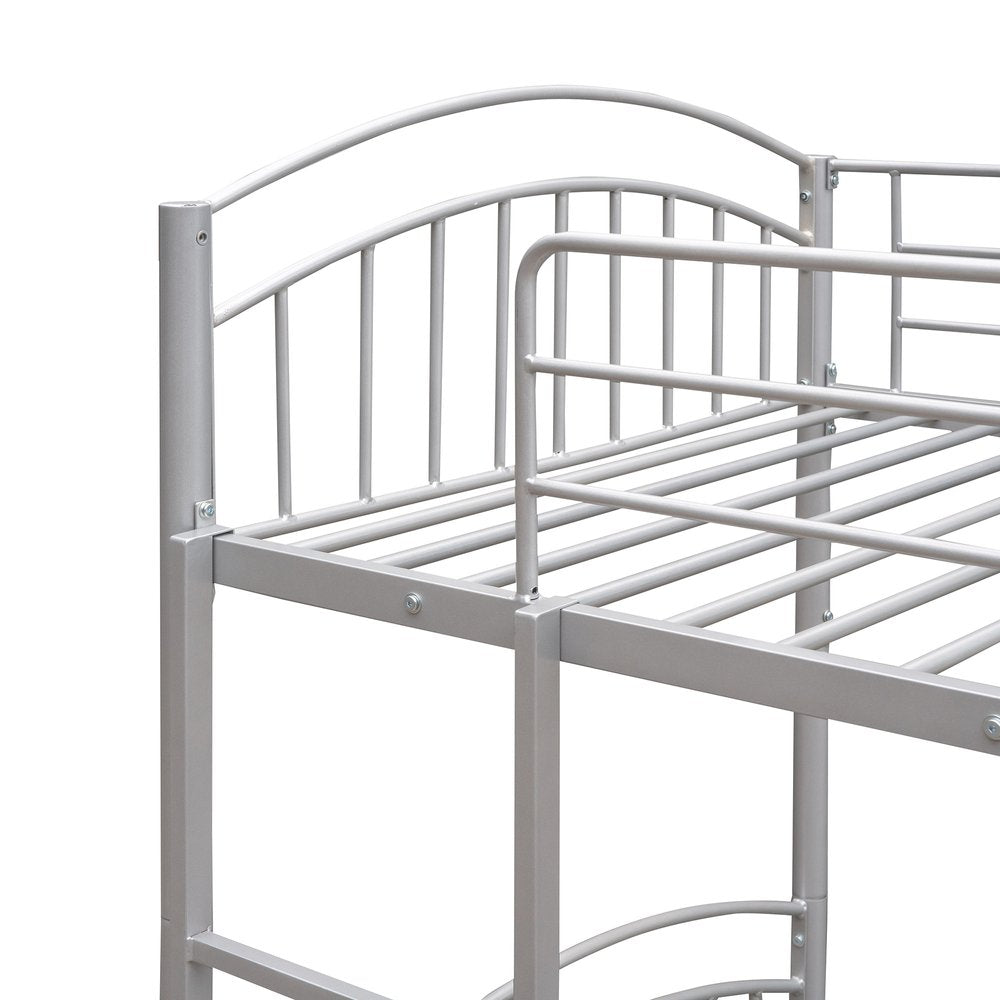 Silver Twin Over Twin Metal Bunk Bed