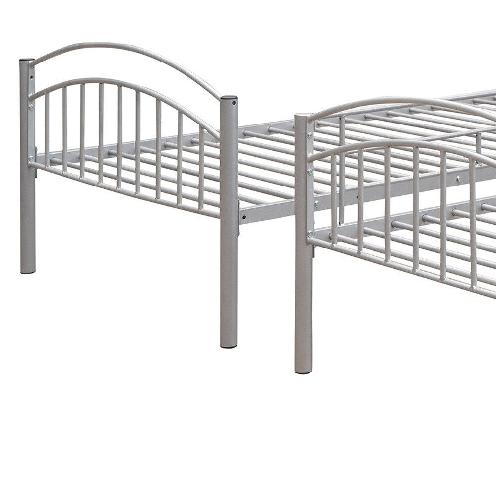 Silver Twin Over Twin Metal Bunk Bed
