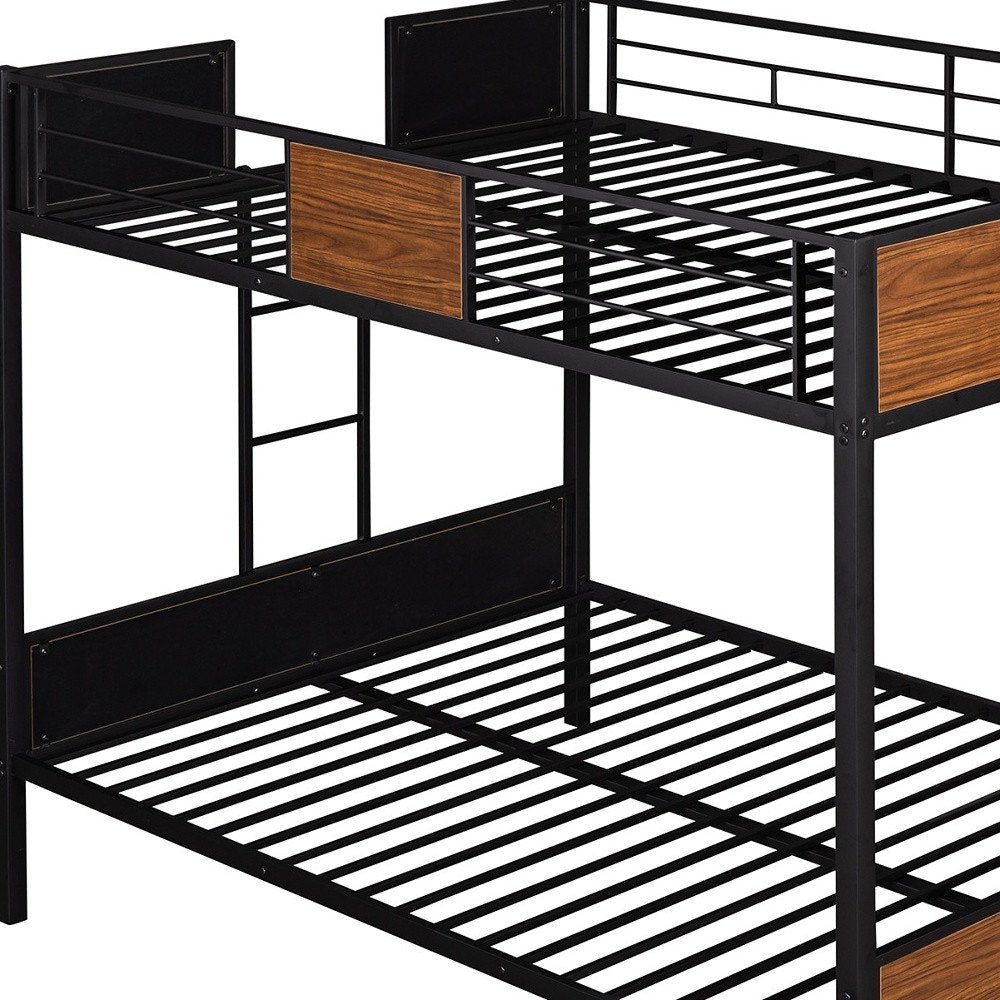 Black And Brown Full Over Full Metal Bunk Bed