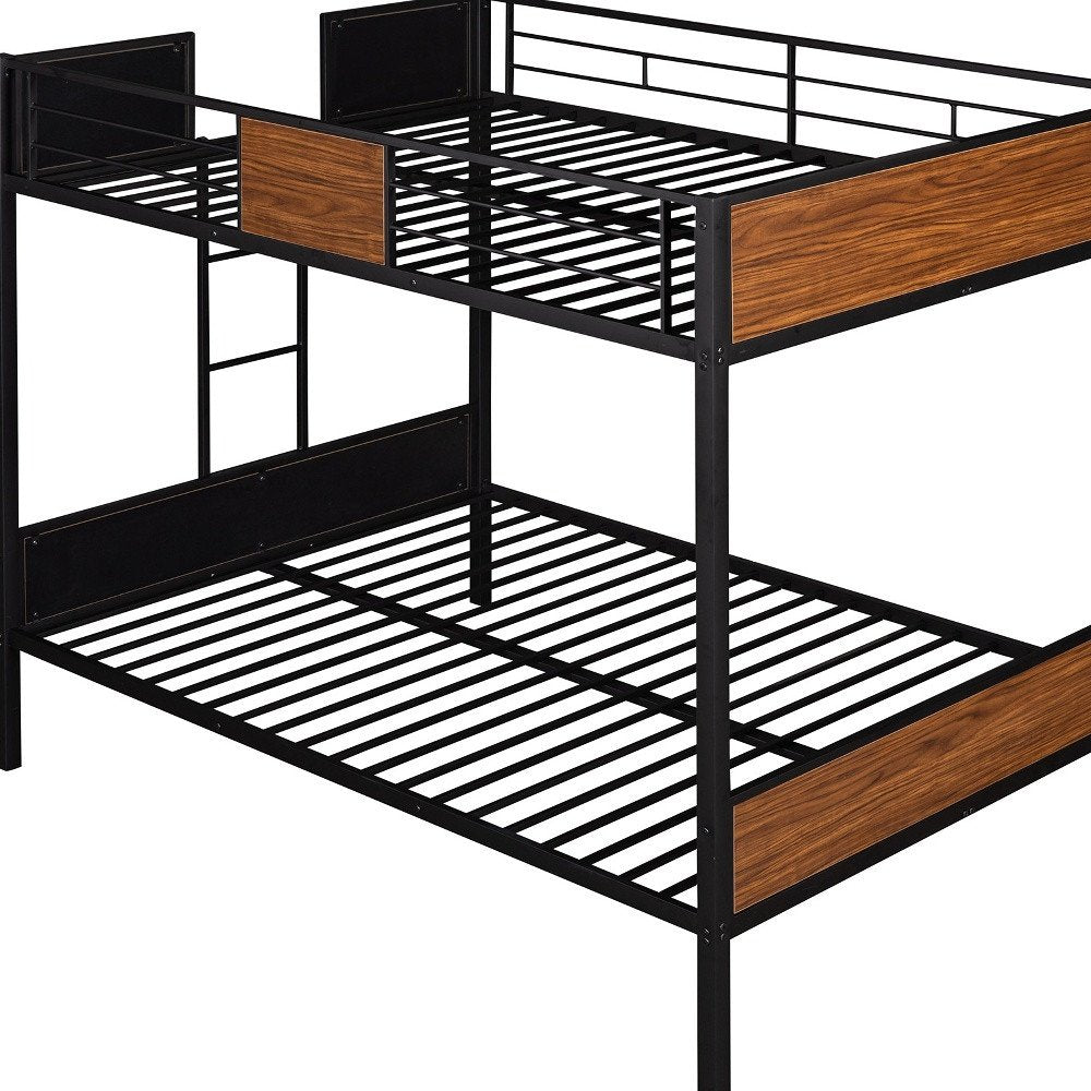 Black And Brown Full Over Full Metal Bunk Bed