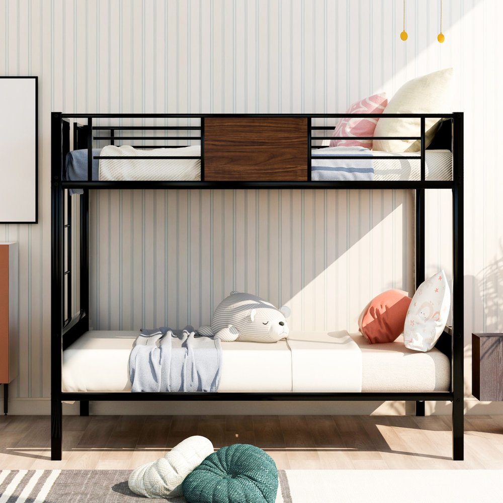 Black And Brown Full Over Full Metal Bunk Bed