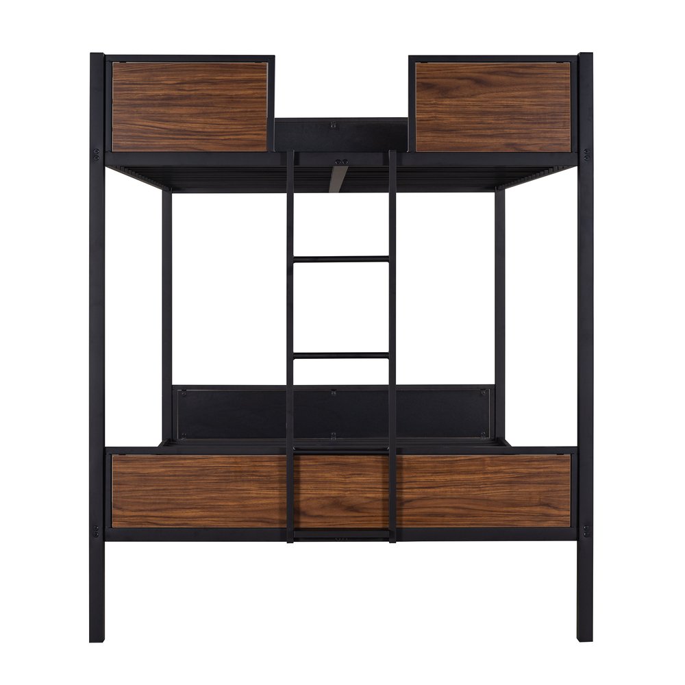 Black And Brown Full Over Full Metal Bunk Bed