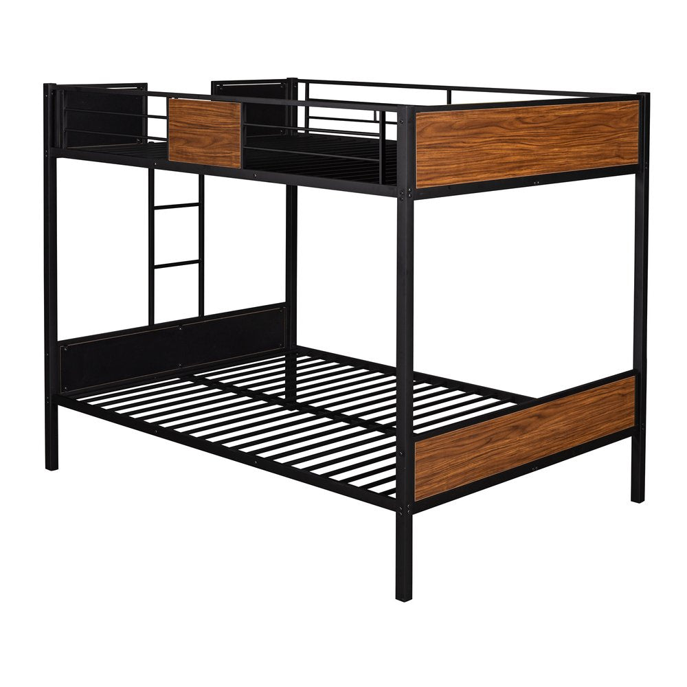 Black And Brown Full Over Full Metal Bunk Bed