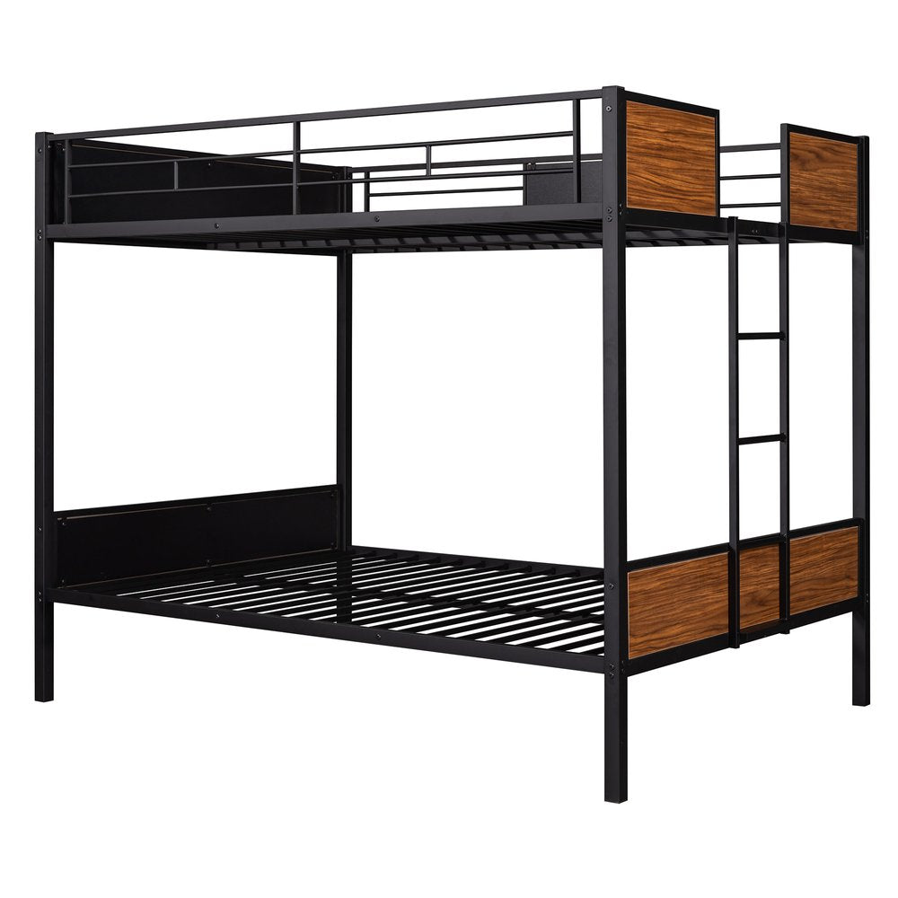 Black And Brown Full Over Full Metal Bunk Bed