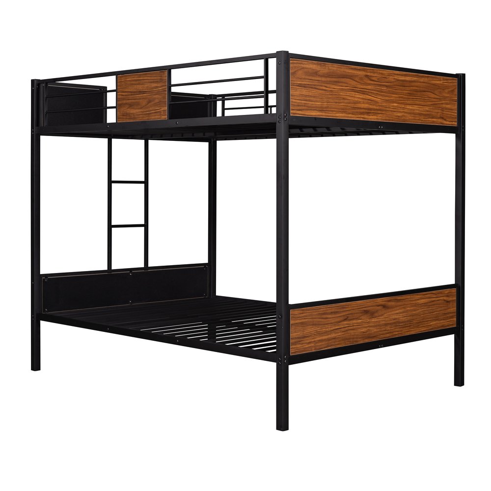 Black And Brown Full Over Full Metal Bunk Bed
