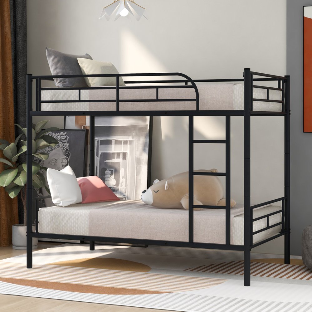 Black Twin Over Twin Metal Bunk Bed