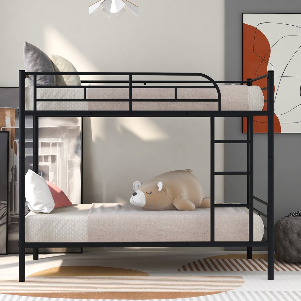 Black Twin Over Twin Metal Bunk Bed