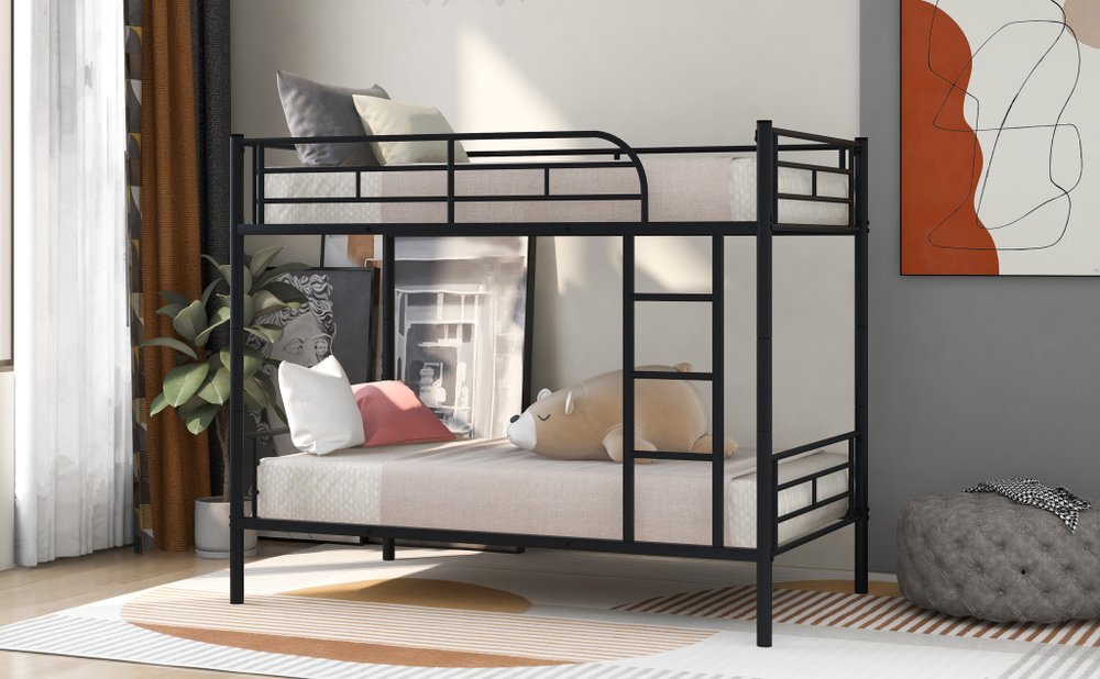 Black Twin Over Twin Metal Bunk Bed
