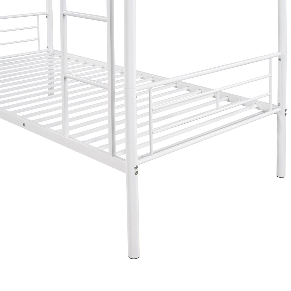 White Twin Over Twin Metal Bunk Bed