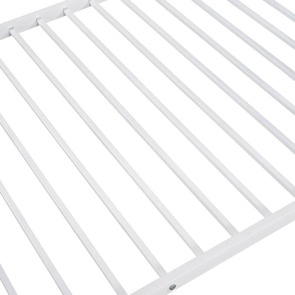 White Twin Over Twin Metal Bunk Bed
