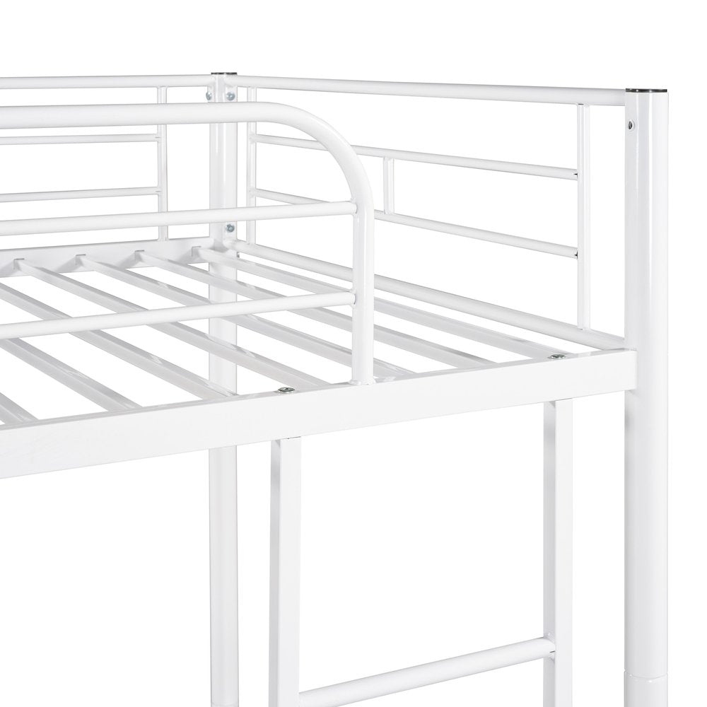 White Twin Over Twin Metal Bunk Bed