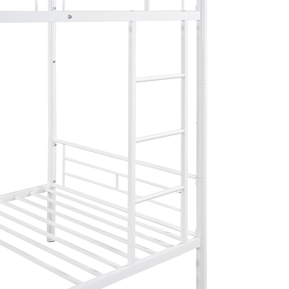 White Twin Over Twin Metal Bunk Bed