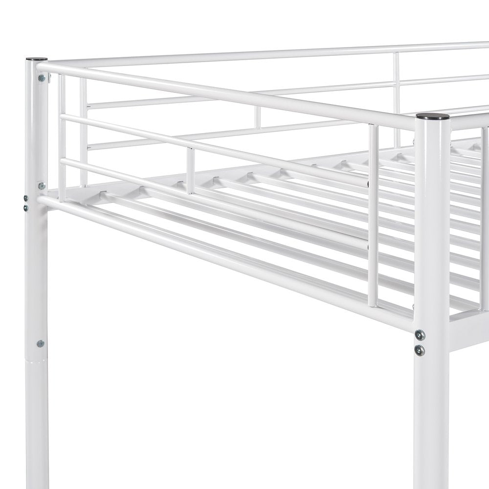 White Twin Over Twin Metal Bunk Bed