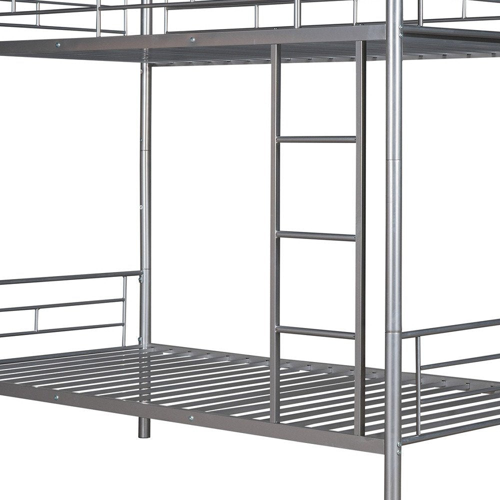 Silver Twin Over Twin Metal Bunk Bed