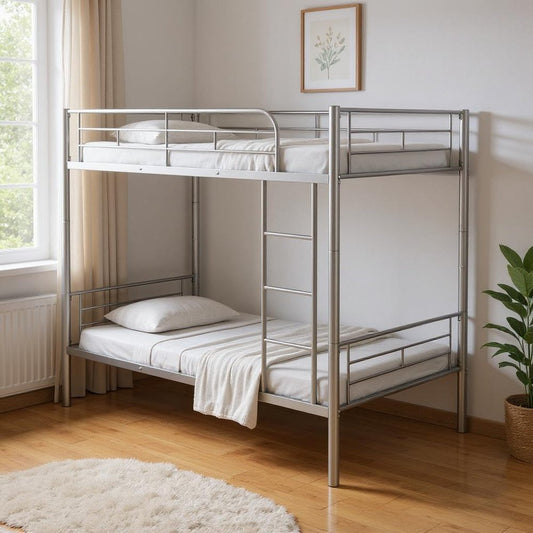 Silver Twin Over Twin Metal Bunk Bed