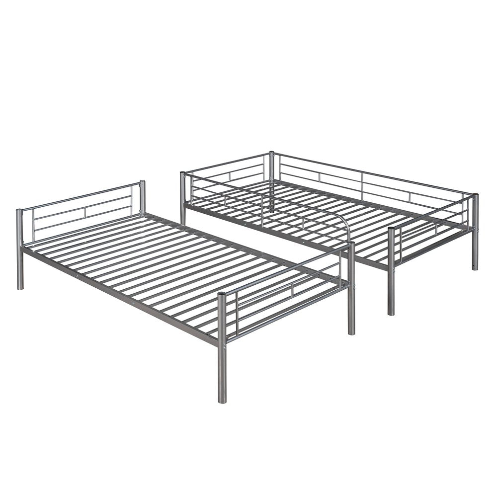 Silver Twin Over Twin Metal Bunk Bed