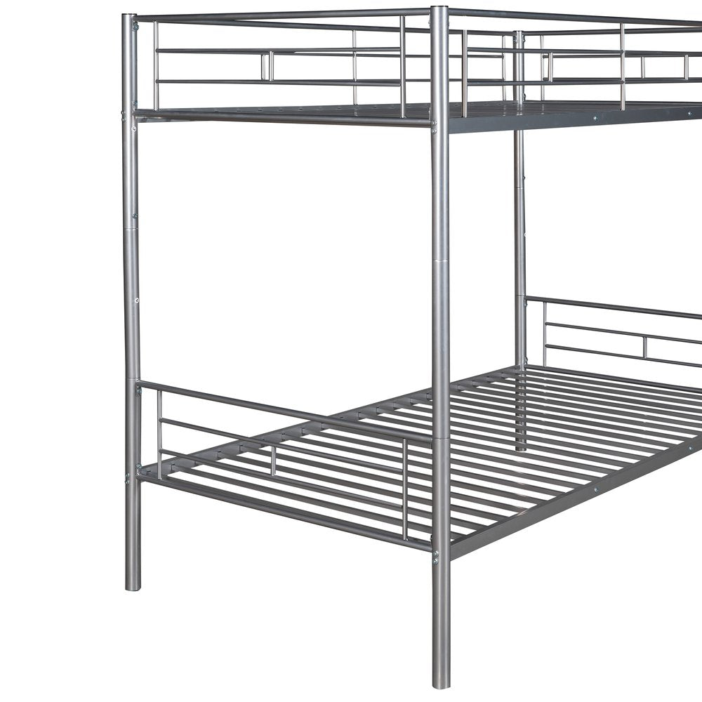Silver Twin Over Twin Metal Bunk Bed