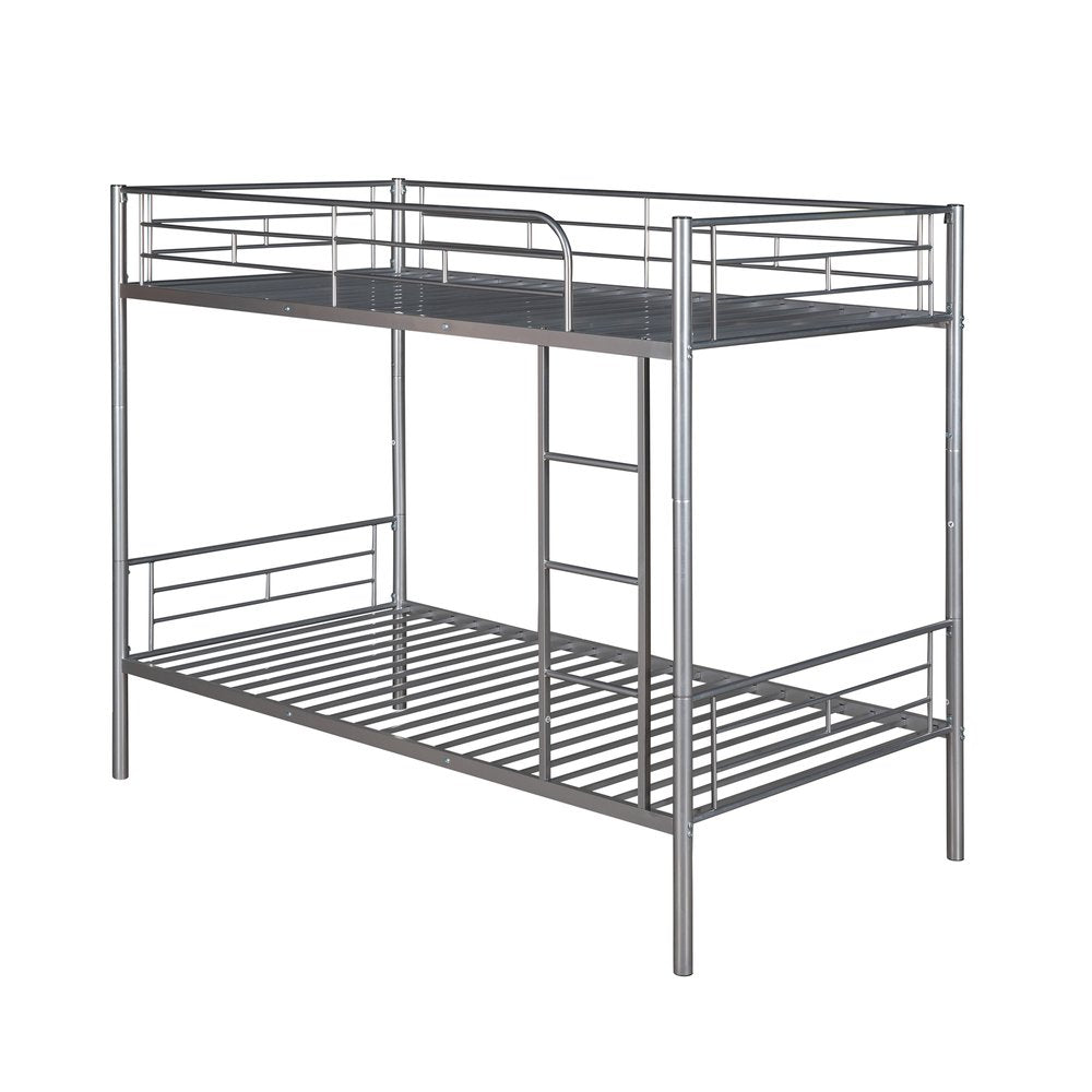 Silver Twin Over Twin Metal Bunk Bed