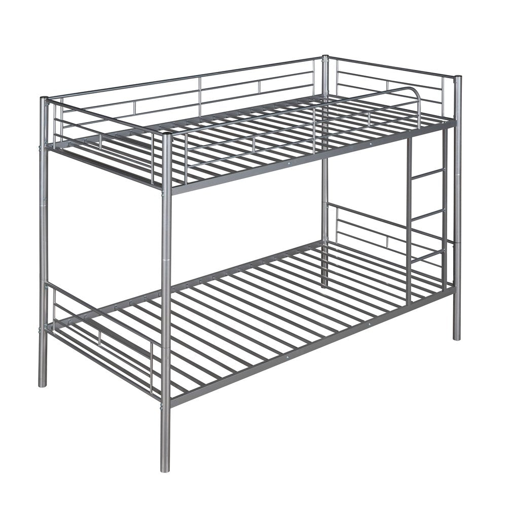 Silver Twin Over Twin Metal Bunk Bed