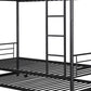 Black Twin Over Twin Metal Bunk Bed With Trundle