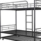Black Twin Over Twin Metal Bunk Bed With Trundle