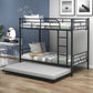 Black Twin Over Twin Metal Bunk Bed With Trundle
