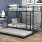 Black Twin Over Twin Metal Bunk Bed With Trundle