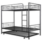 Black Twin Over Twin Metal Bunk Bed With Trundle