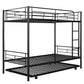 Black Twin Over Twin Metal Bunk Bed With Trundle