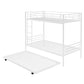 White Twin Over Twin Metal Bunk Bed With Trundle