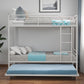 White Twin Over Twin Metal Bunk Bed With Trundle