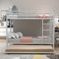 White Twin Over Twin Metal Bunk Bed With Trundle