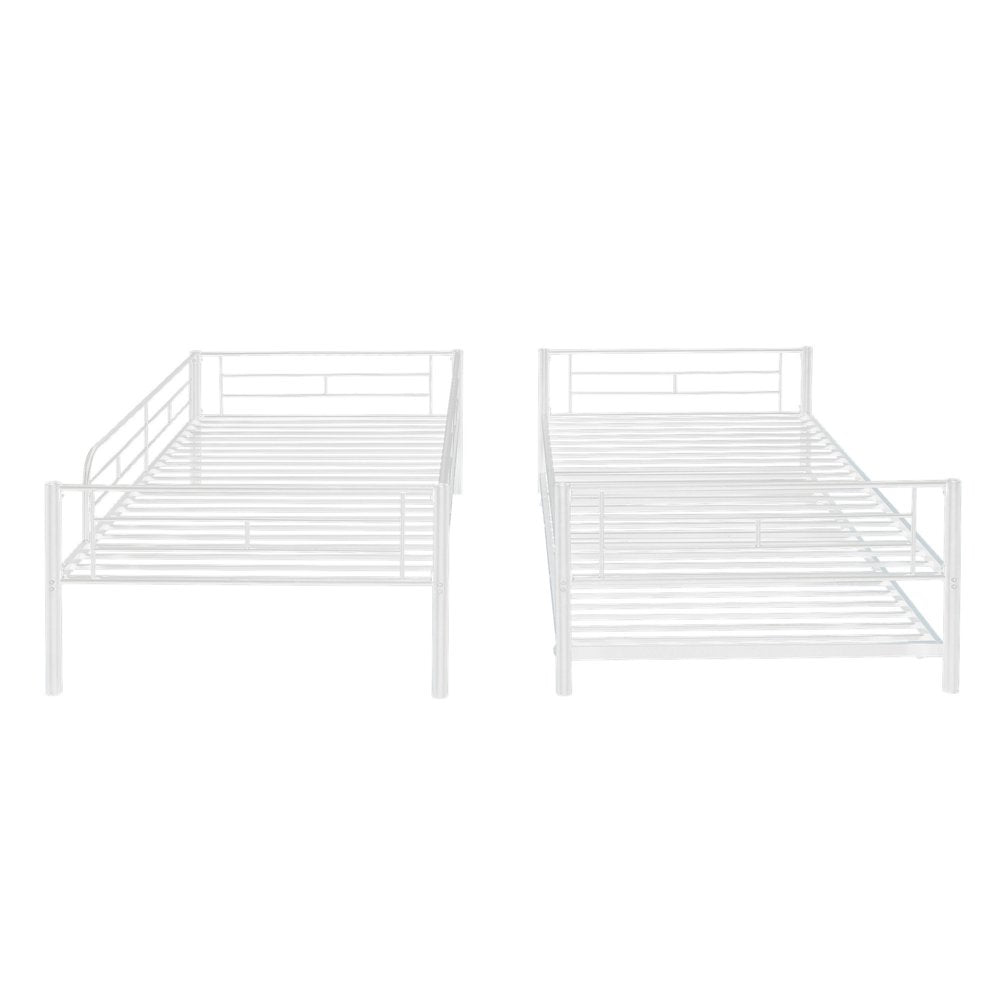 White Twin Over Twin Metal Bunk Bed With Trundle