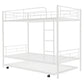 White Twin Over Twin Metal Bunk Bed With Trundle