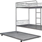 Silver Twin Over Twin Metal Bunk Bed With Trundle