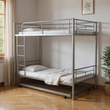 Silver Twin Over Twin Metal Bunk Bed With Trundle
