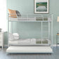 Silver Twin Over Twin Metal Bunk Bed With Trundle