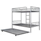 Silver Twin Over Twin Metal Bunk Bed With Trundle