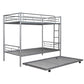 Silver Twin Over Twin Metal Bunk Bed With Trundle