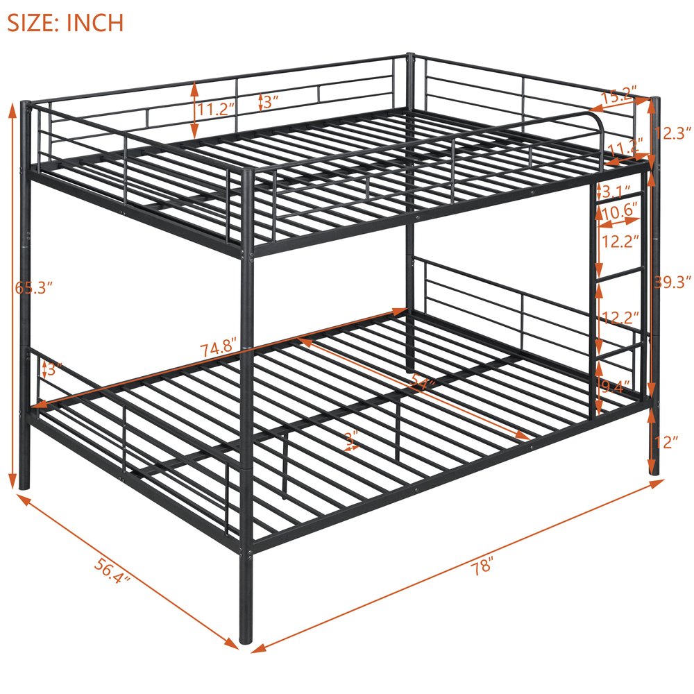 Black Full Over Full Iron Bunk Bed