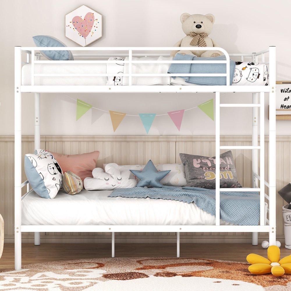 White Full Over Full Iron Bunk Bed