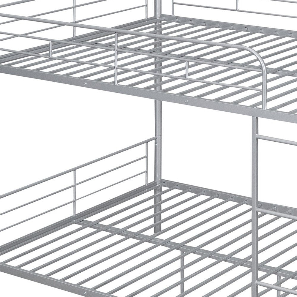 Silver Full Over Full Iron Bunk Bed
