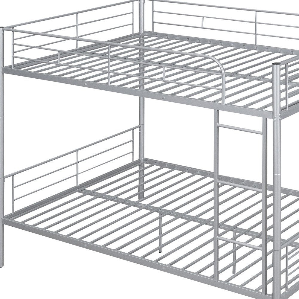 Silver Full Over Full Iron Bunk Bed