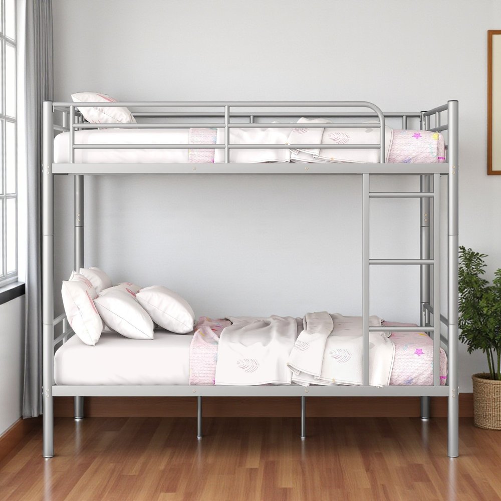 Silver Full Over Full Iron Bunk Bed