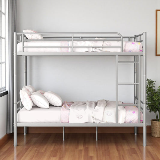 Silver Full Over Full Iron Bunk Bed