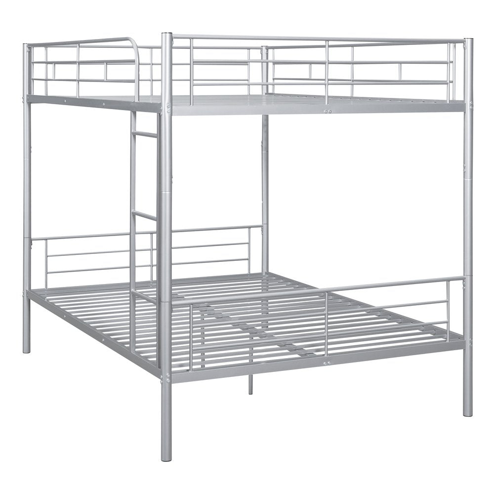 Silver Full Over Full Iron Bunk Bed