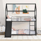 Black Twin Over Twin Metal Bunk Bed With Slide